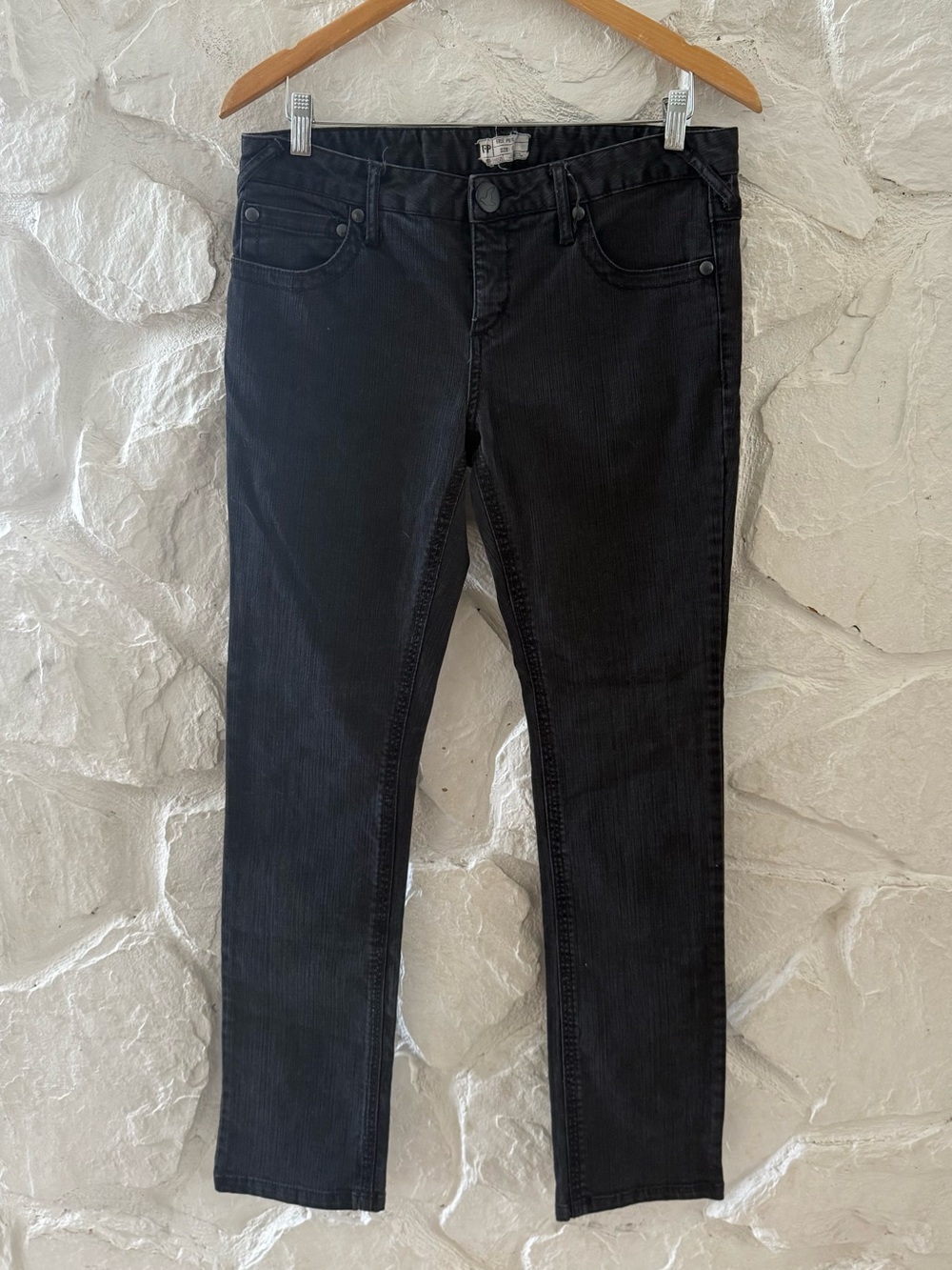 Free People Black Straight Leg Mid Rise Denim Jeans 31